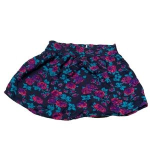 Kimchi Blue Black and floral print skater skirt with pockets